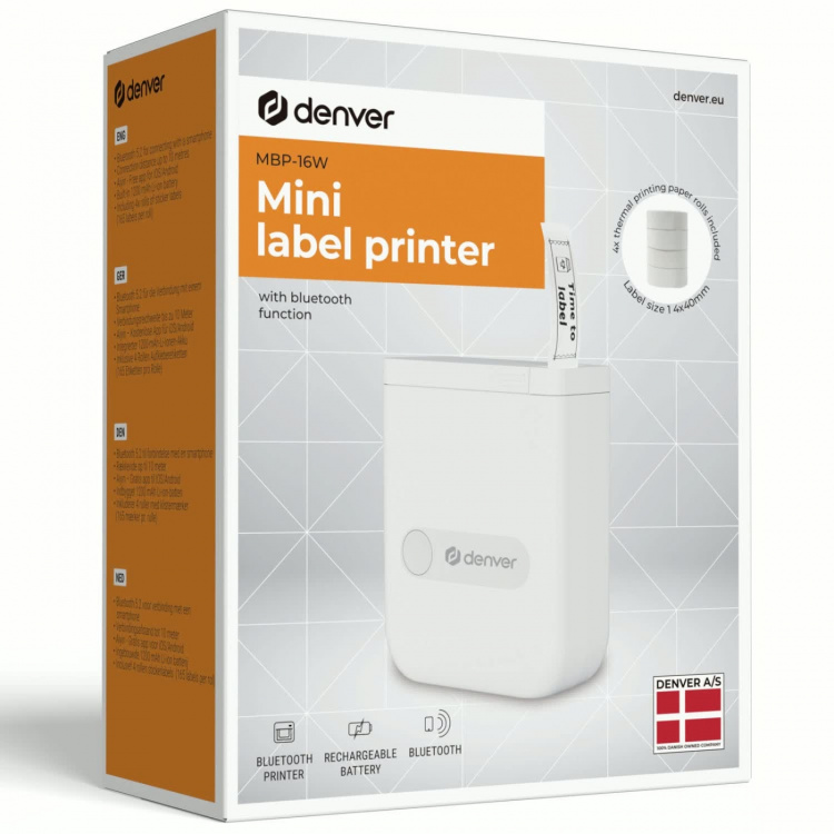 Denver Portabel skrivare Bluetooth App-styrd Inbyggt batteri