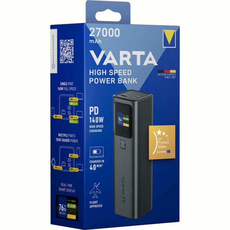 Varta PowerBank 27.000 mAh 140W PD Svart