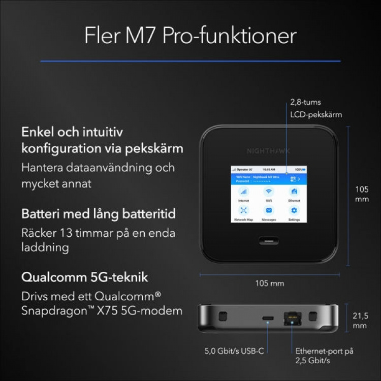 Netgear Router Nighthawk M7 Pro 5G WiFi7 Hotspot NETGEAR
